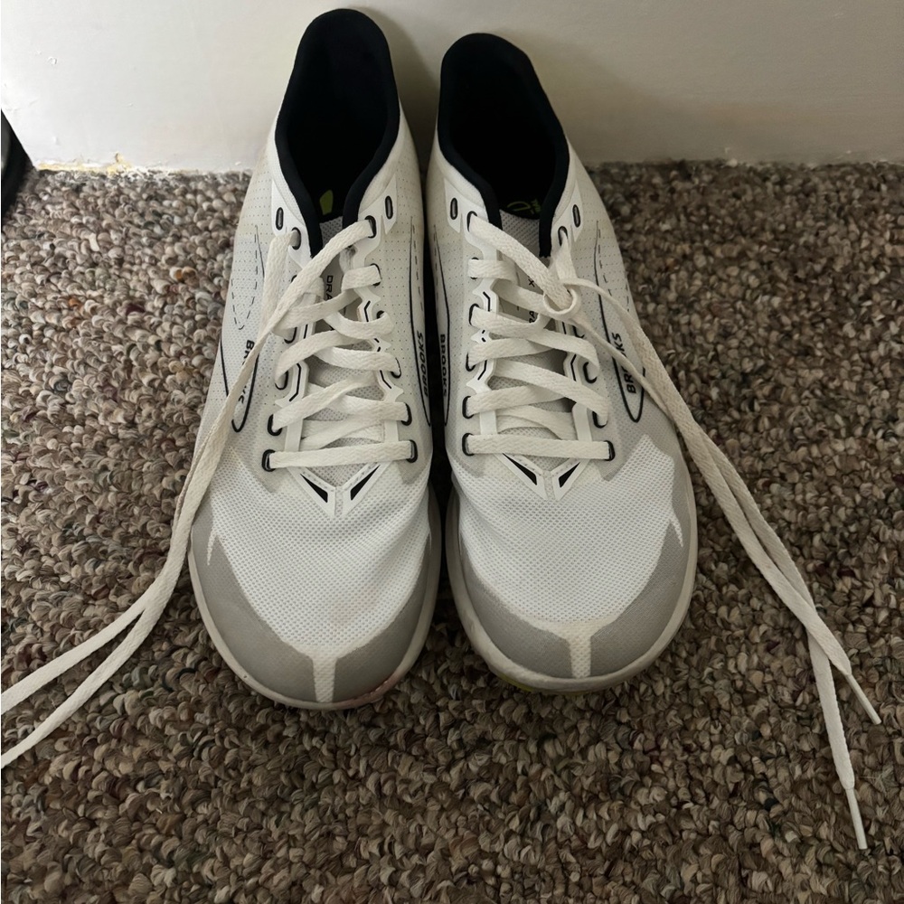 Brooks White and Black Athletic Spiked Track shoes